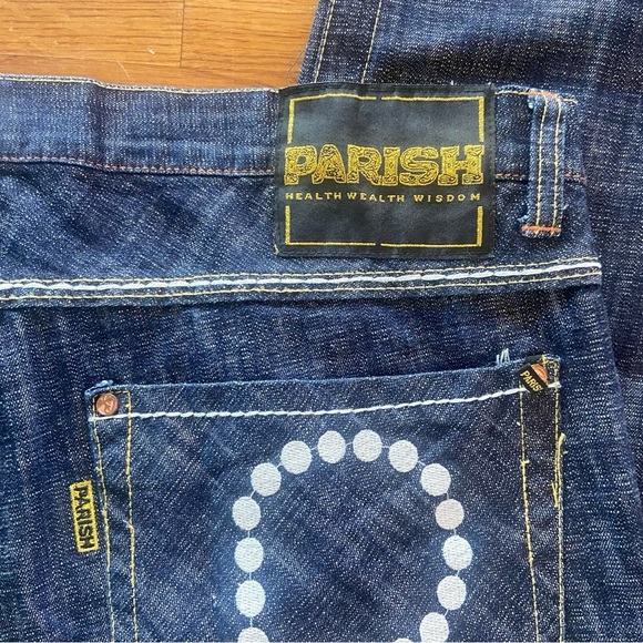 Parish Health Wealth &Wisdom Men’s Jeans Size 38 Dark Wash Button Fly Streetwear - Picture 8 of 16